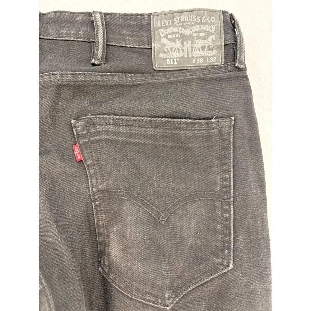 Levi 511 Slim Fit Jeans W38 L32 Black Denim Retro Grunge Streetwear